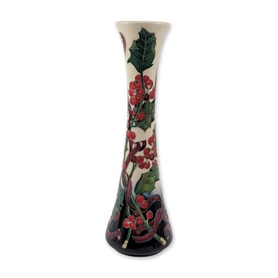 Moorcroft Paul Hilditch Holly and Ribbons Vase