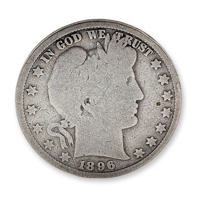 1896 US Barber Silver Half Dollar Coin