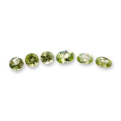 6pc Round and Oval Peridot Gemstones