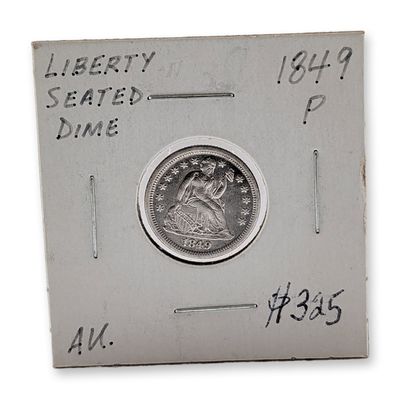 1849 U.S. Seated Liberty Silver Dime Coin