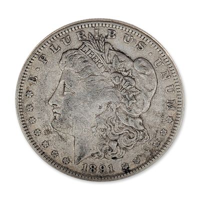 1891 US Morgan Silver Dollar Coin