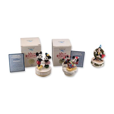3pc Schmid Disney Porcelain Music Boxes