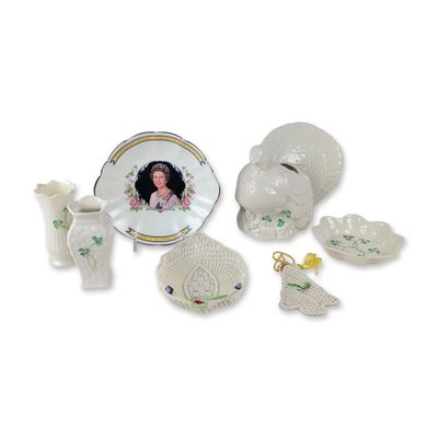 7pc Belleek and Coalport Commemorative Ceramics
