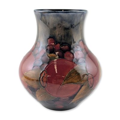William Moorcroft Pomegranate Pattern Pottery Vase, Signed