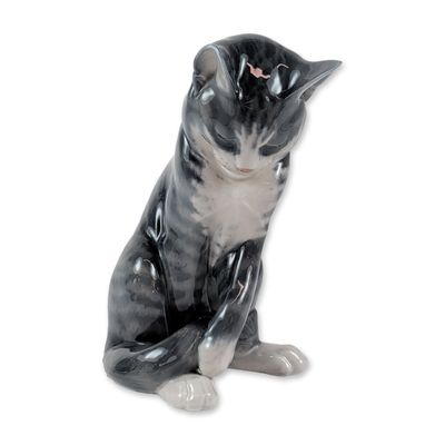Royal Copenhagen Porcelain Grey Tabby Cat