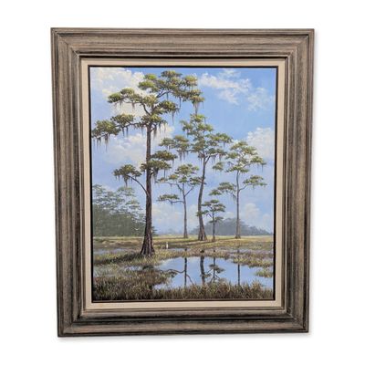 Jackie Brice (American, b. 1935), Marsh Landscape with Egrets