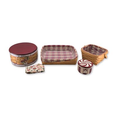 6pc Longaberger Woven Wood Splint Basket Collection