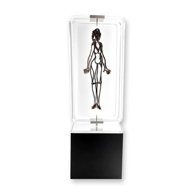 E. Massin Kinetic Silhouette Wood, Metal, and Acrylic Sculpture on Pedestal