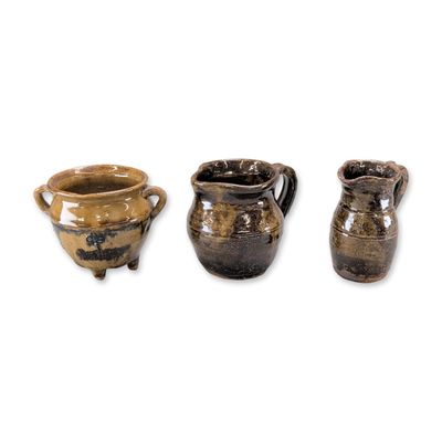 3pc Marie Rogers Georgia Folk Art Pottery Jugs