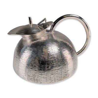 Modernist Solid Silver Martele Lidded Teapot