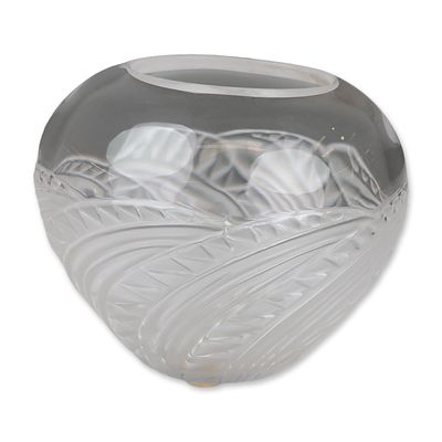 Lalique Crystal Foliate Vase, Zagora