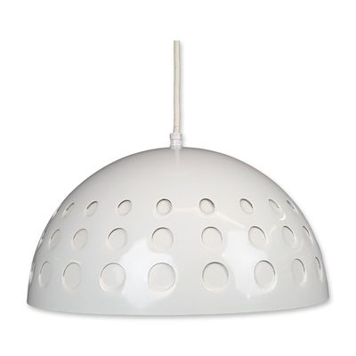Progress Lighting White Mid-Century Dimpled Metal Pendant Lamp