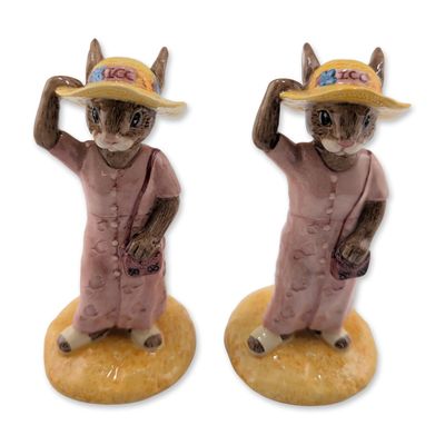 2pc Royal Doulton Porcelain Sightseer Bunnykins Figurines