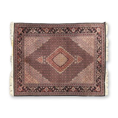 Large Fringed Persian Tabriz Mahi Hand Knotted Wool Rug
