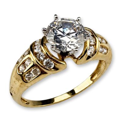 14K Yellow Gold Diamonique Cubic Zirconia Ring