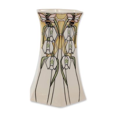 Moorcroft Pottery Scented Snow Hexagonal Vase
