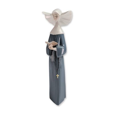 Lladro Glossy Porcelain Figurine, Prayerful Moment - Blue 1005500