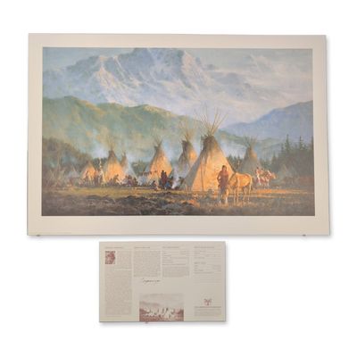 Howard Terpning (American, b. 1927), "Crow Camp, 1864" Signed Lithograph