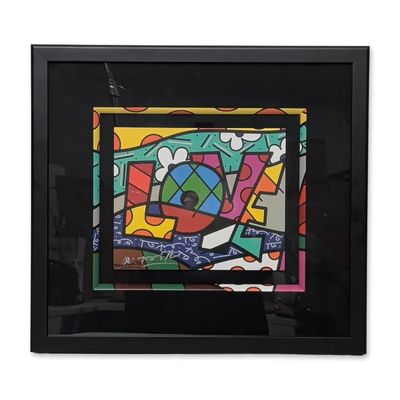 Romero Britto (Brazilian, b. 1963), Screenprint on Paper, Love, Signed
