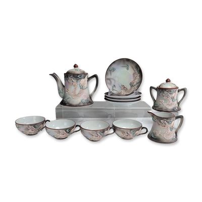 Sale Photo Thumbnail #202: 11pc Japanese Nippon Dragonware Moriage Porcelain Tea Set