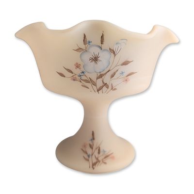 Fenton Glass Pedestal Compote Bowl Hand Painted & Signed by Dane Fredrick