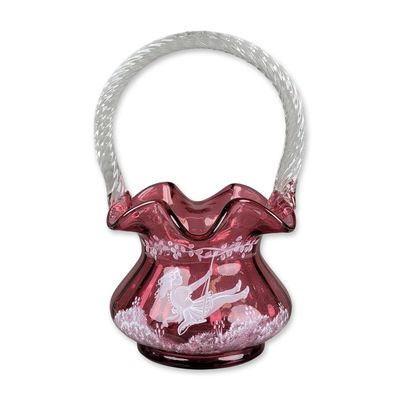 Sale Photo Thumbnail #225: Fenton Limited Edition Hand Painted Glass Basket