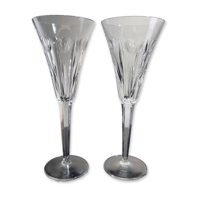 Sale Photo Thumbnail #246: 2pc Waterford Millennium Collection Love Crystal Champagne Flutes