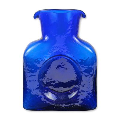 Blenko Mid-Century Hammered Cobalt Glass Water Bottle