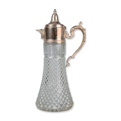 Neoclassical Brass Mounted Cut Crystal Pitcher