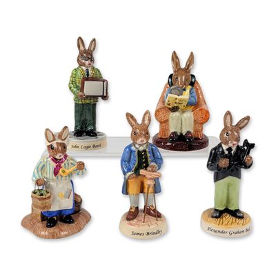 Sale Photo Thumbnail #136: 5pc Royal Doulton Bunnykins Inventors and Character Figures Collection