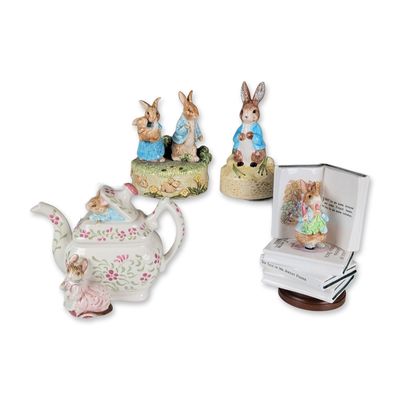 Sale Photo Thumbnail #343: 4pc Schmid Beatrix Potter Musical Ceramic Figurines