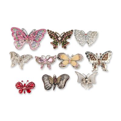 Sale Photo Thumbnail #367: 10pc Collection of Rhinestone and Enamel Butterfly Brooches