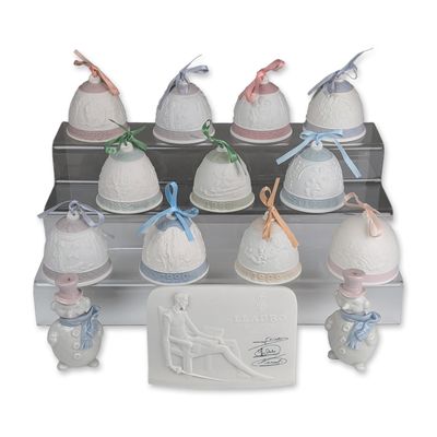 Sale Photo Thumbnail #109: 14pc Lladro Porcelain Collector Society Bells, Snowmen Ornaments & Charter Member Plaque