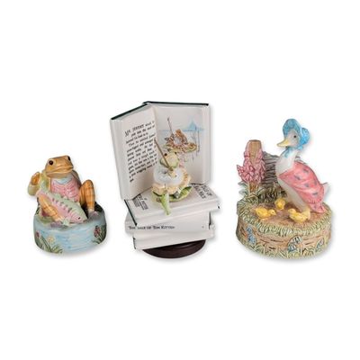 Sale Photo Thumbnail #335: 3pc Schmid and Enesco Beatrix Potter Ceramic Music Boxes