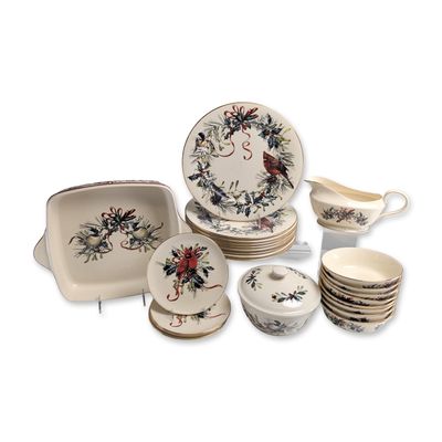 Sale Photo Thumbnail #417: 24pc Lenox Winter Greetings Porcelain Dinnerware Set