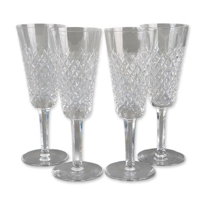 4pc Waterford Alana Crystal Champagne Flutes