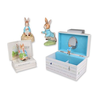 Sale Photo Thumbnail #337: 4pc Beatrix Potter Peter Rabbit Musical Figurines and Jewelry Box