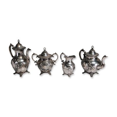 Sale Photo Thumbnail #413: 4pc Victorian Style Silver-Toned Tea and Coffee Service