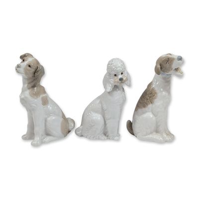 Trio of Nao by Lladro Spanish Porcelain Dog Figurines