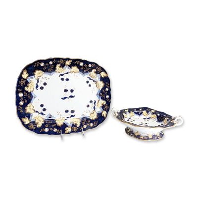 Sale Photo Thumbnail #412: 2pc Porcelain Serving Platter & Footed Bowl