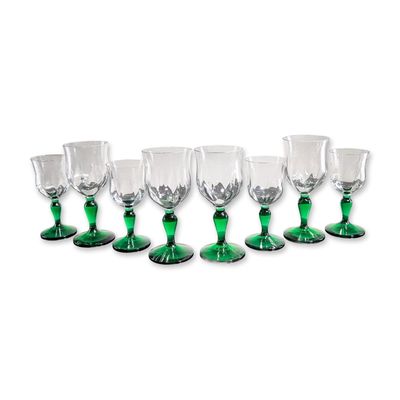 Sale Photo Thumbnail #268: 8pc Wine and Cordial Clear and Emerald Green Glasses