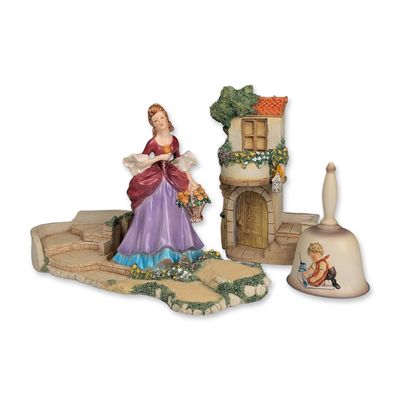 Sale Photo Thumbnail #324: 4pc Goebel Porcelain Figurine, Bell, and Display Stand