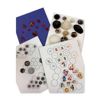 Sale Photo Thumbnail #165: A BOX LOT OF ASSORTED CARDS & ASSORTED MATERIAL BUTTONS