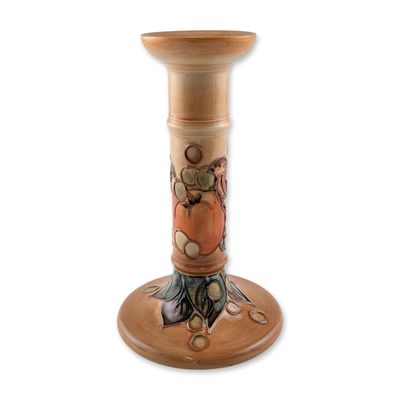 Moorcroft English Finches and Fruit Pattern Ceramic Candlestick