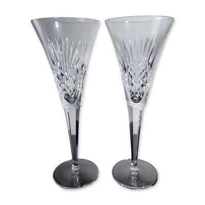 Sale Photo Thumbnail #247: 2pc Waterford Millennium Health Crystal Champagne Flutes