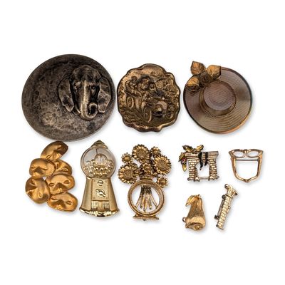 Sale Photo Thumbnail #158: 10pc Collection of Vintage Novelty Costume Jewelry Brooches