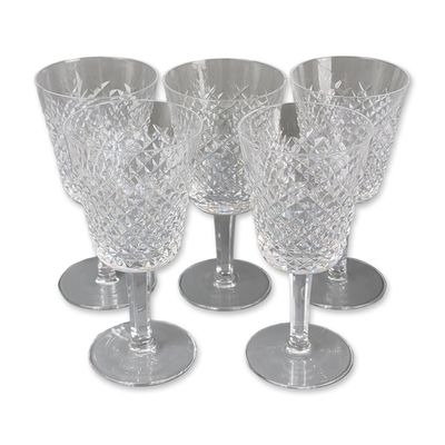 5pc Waterford Lismore Crystal Goblets