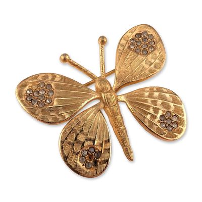 Sale Photo Thumbnail #150: Christian Dior Germany Gold Tone Rhinestone Butterfly Brooch