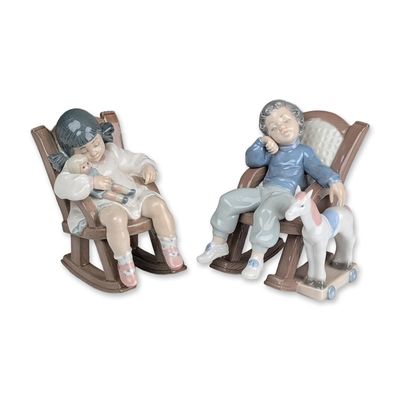 2pc Lladro Porcelain Figurines, All Tuckered Out 01005846 & Naptime 01005448