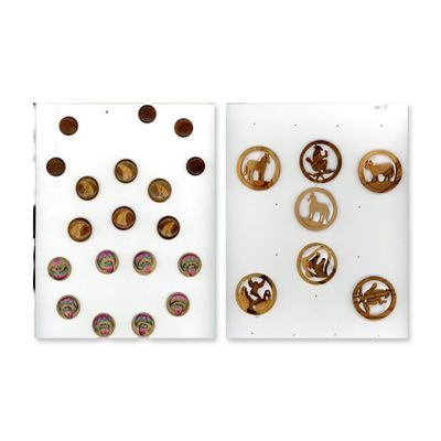 Sale Photo Thumbnail #184: 2 CARDS OF ASSORTED WOOD BUTTONS
